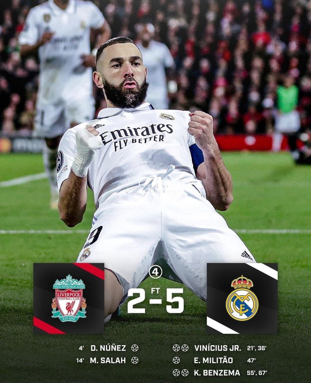 YCHL. Real Madrid won Liverpool on a major account in a match made by super cambec, also a victory at Napoli