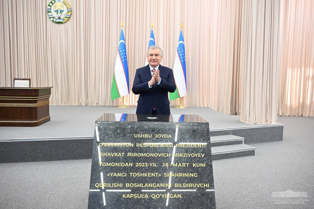 President Shavkat Mirziyoyev laid the cornerstone for the construction of the new city of Tashkent on March 18