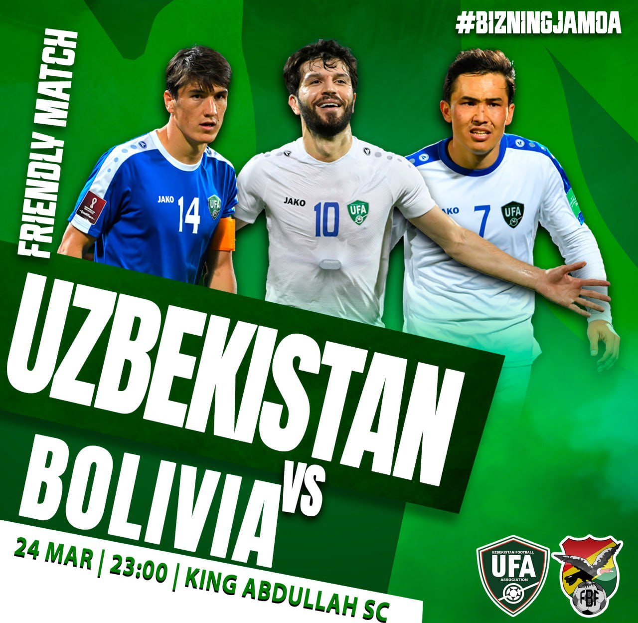 Bugun O‘zbekiston milliy terma jamoasi Boliviya bilan o‘rtoqlik o‘yini o‘tkazadi