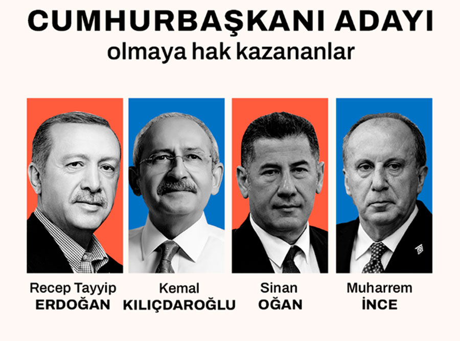 4 candidates were registered in the presidential election in Turkey