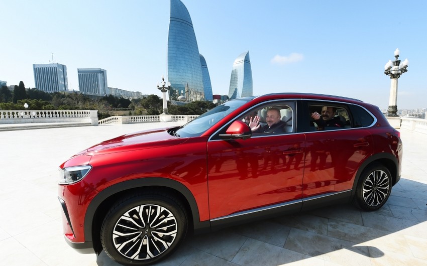 President Ilham Aliyev got behind the wheel of the Tjago electric car