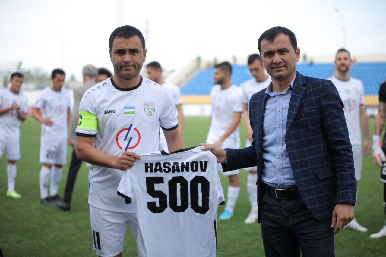 📊 Jasur Hasanov is the third player who played 500 matches in the championship of Uzbekistan