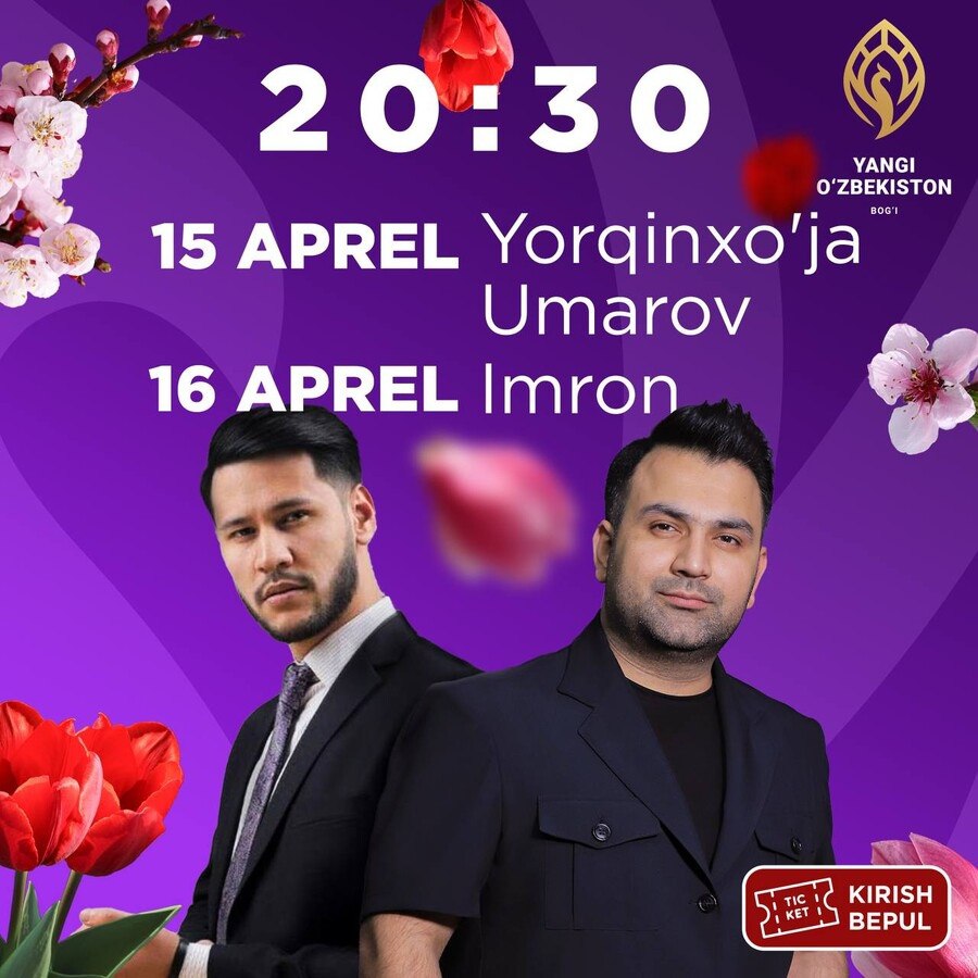 🕺“Yangi O’zbekiston” bog‘ida konsert dasturi 