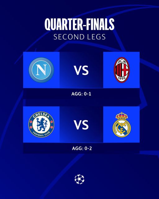 Today, two matches will be played in the second leg of the quarter-finals of the Champions League