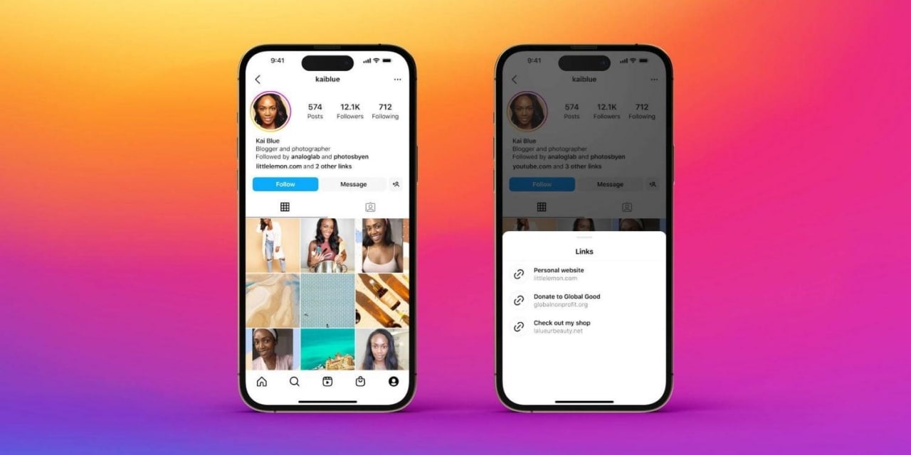 New Instagram function: several links can be added to the bio