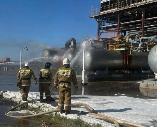 There was a fire at a gas processing plant in the Aktobe region