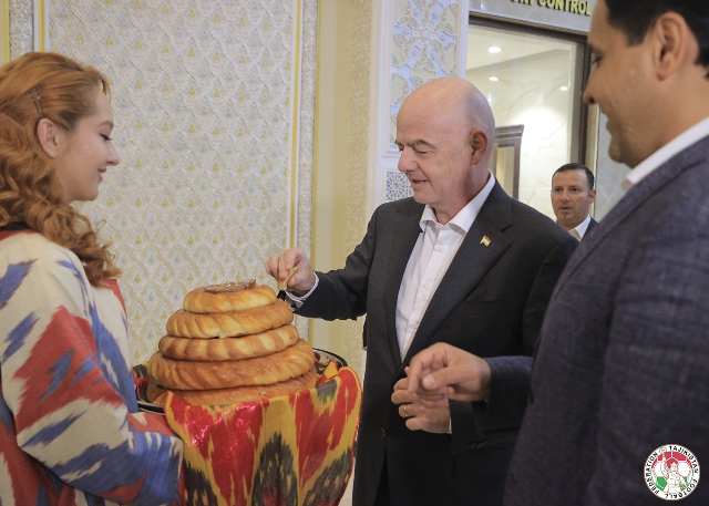 FIFA President Gianni Infantino arrives in Tajikistan
