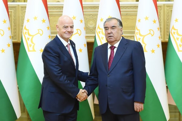 The nation's leader Emomali Rahmon received FIFA President Gianni Infantino and President of the Asian Football Confederation Salman bin Ibrahim Al-Khalifa