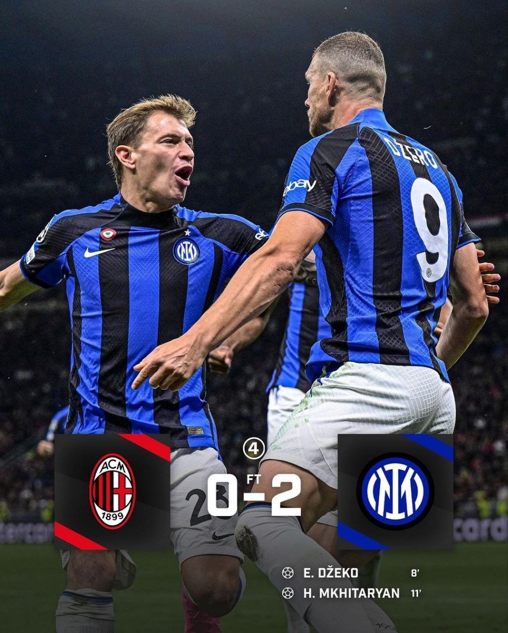 🏆 WC. "Inter" won a convincing victory over "Milan" in the first match of the semi-finals. "Nerazzuri" had a good chance before the second leg.