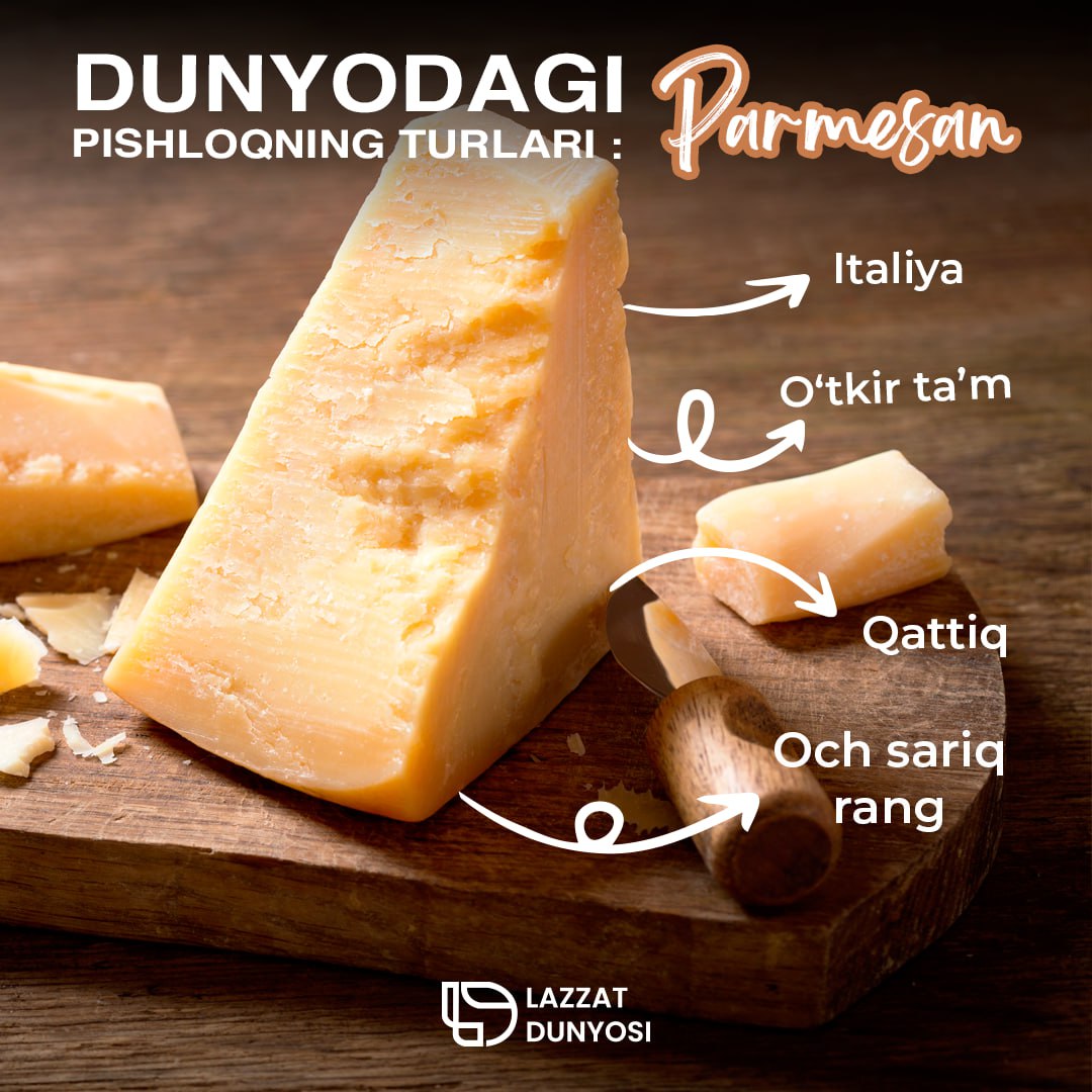 We wrote down the properties of Parmesan cheese, one of the world's most famous cheeses.
