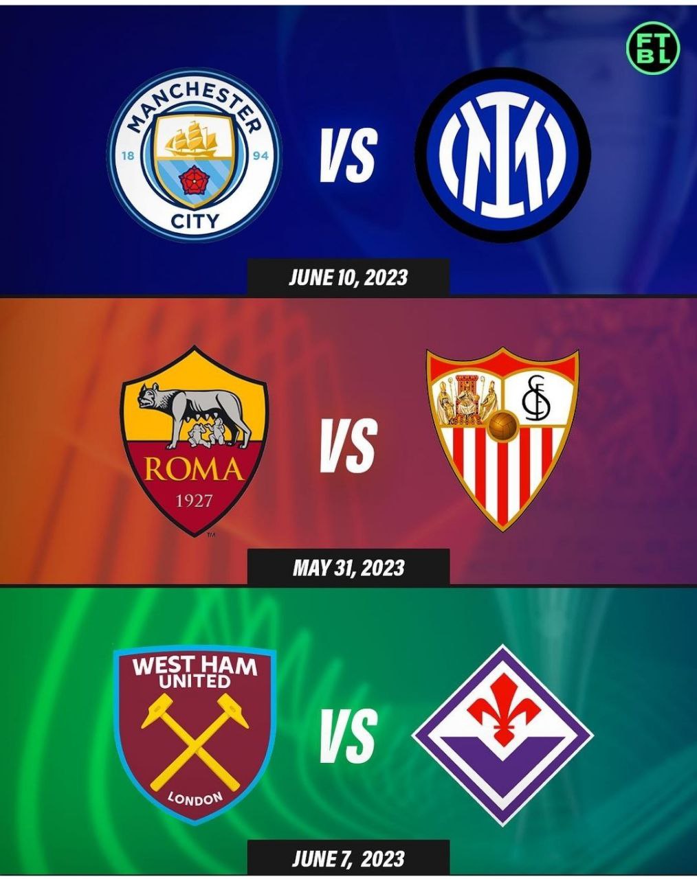 UEFA Chempionlar Ligasi, Yevropa Ligasi va Yevropa Konferensiyalar Ligasi finalchilari maʼlum boʻldi. 