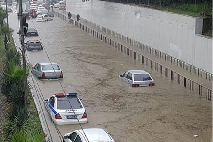 In Sochi, the river overflowed its banks and partially flooded the city