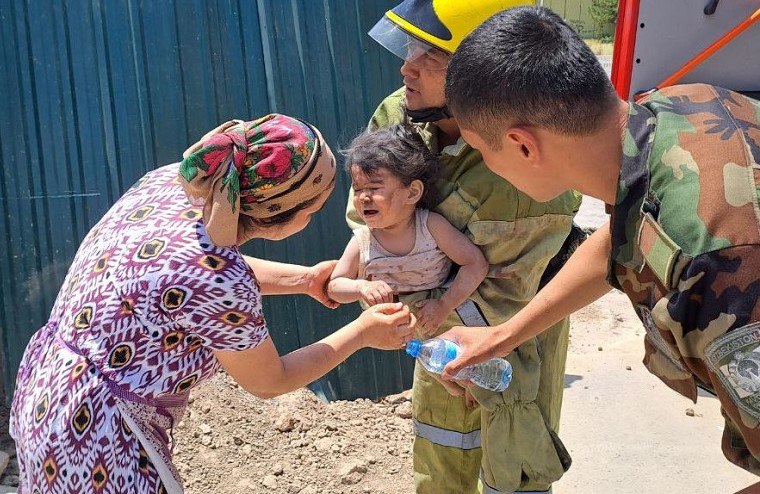 A 2-year-old girl was trapped under a collapsed house in Tashkent