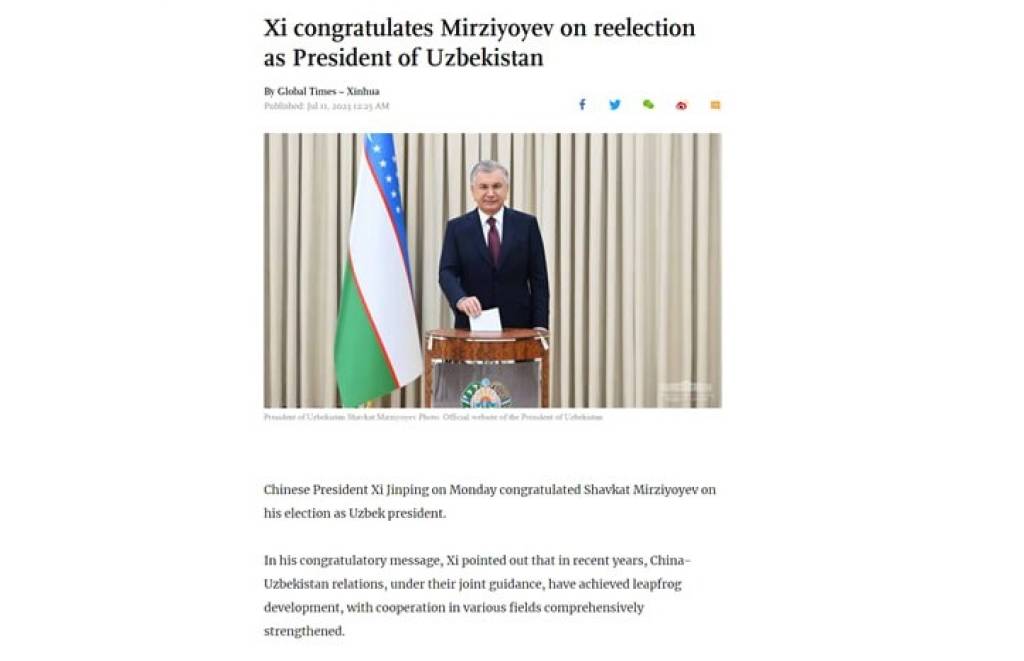 Global Times: Shavkat Mirziyoyev leads Uzbekistan on the path of development and modernization