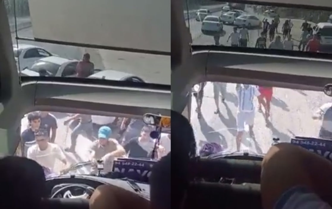 A group of people threw stones at a bus carrying passengers in Samarkand