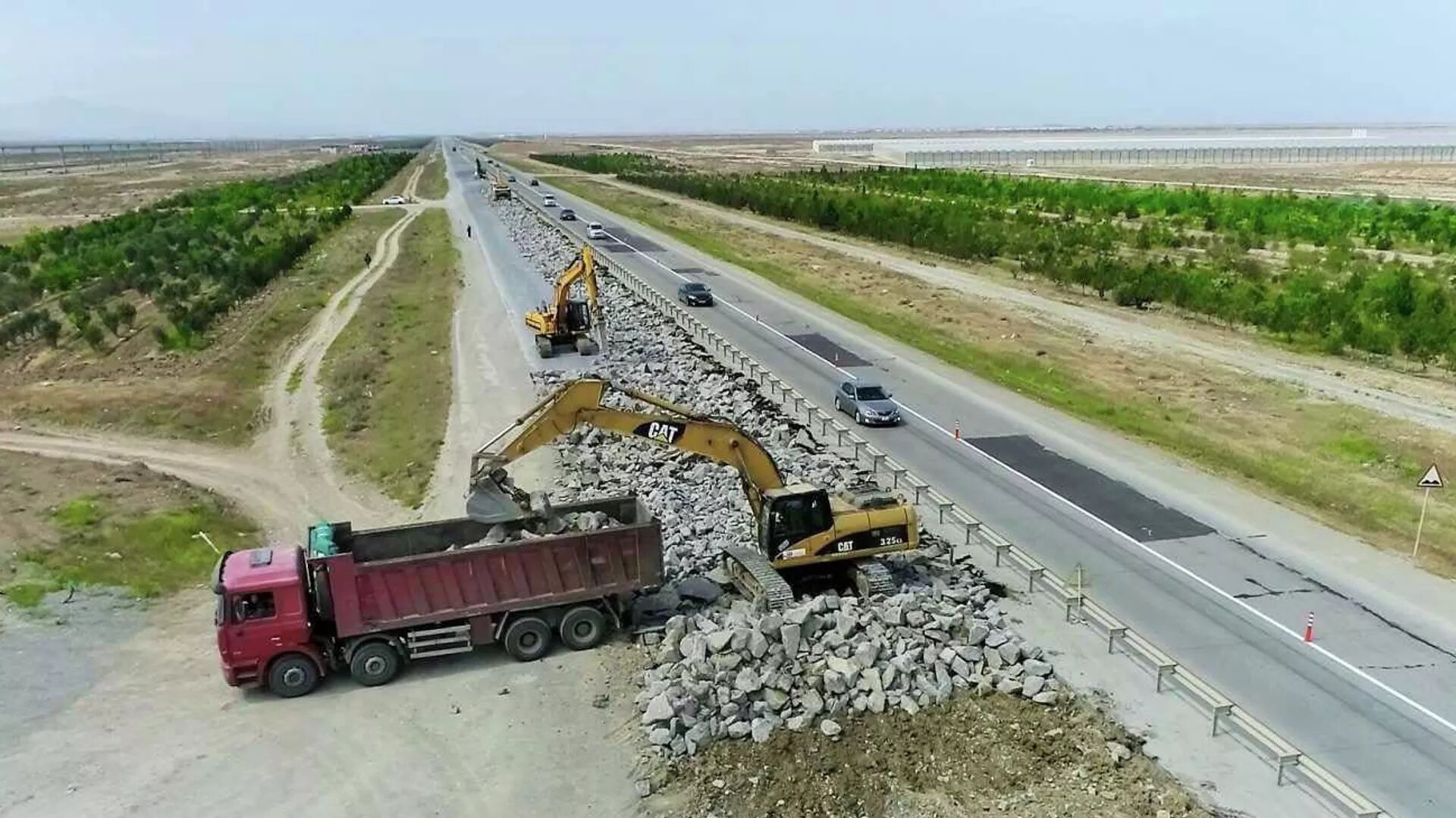 Changed traffic on one of the main highways of Azerbaijan