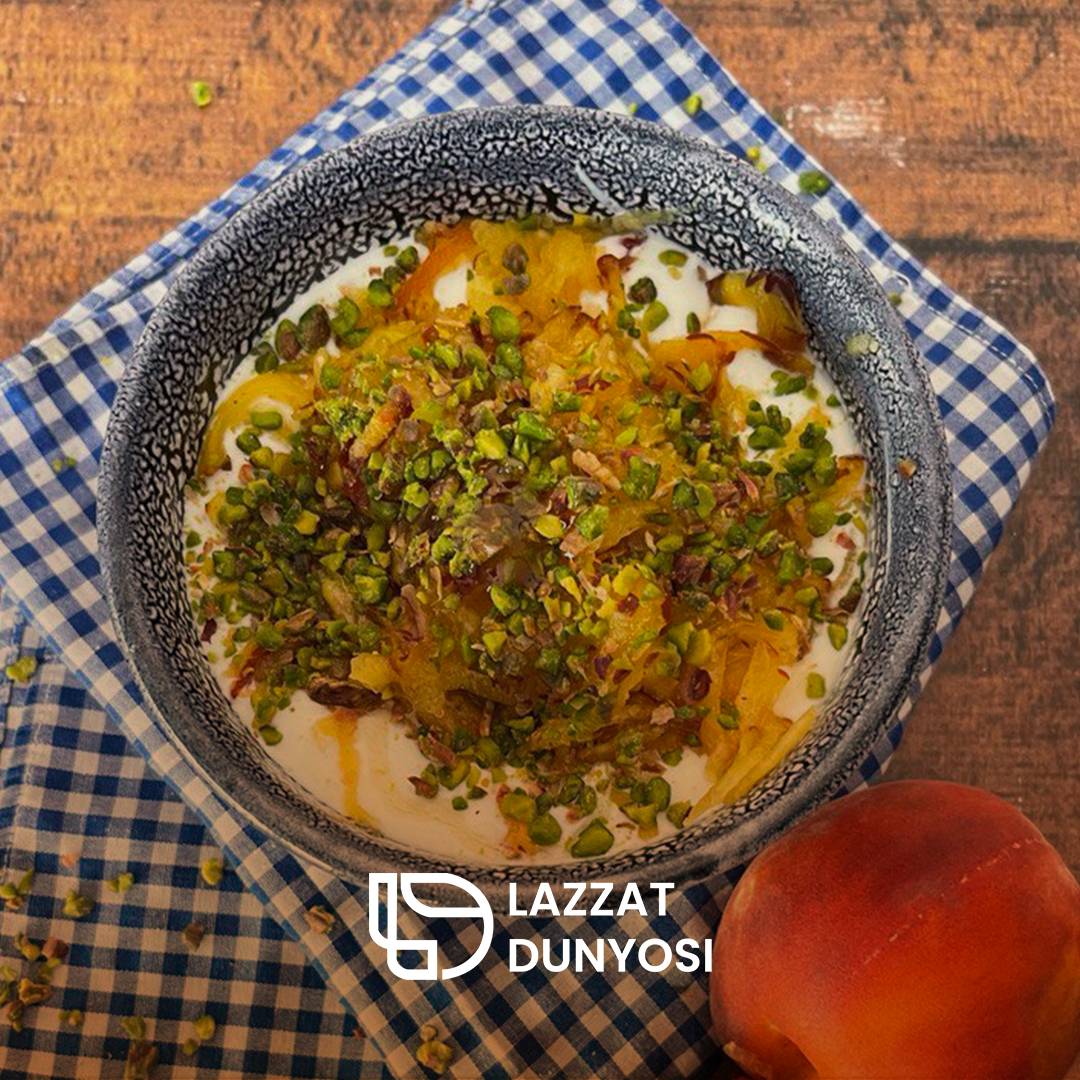 “Muzlatilgan shaftoli bilan asalli qatiq”