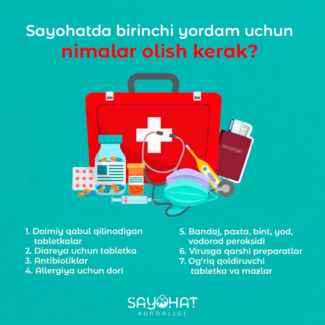 Sayohatda birinchi yordamga nimalar kerak