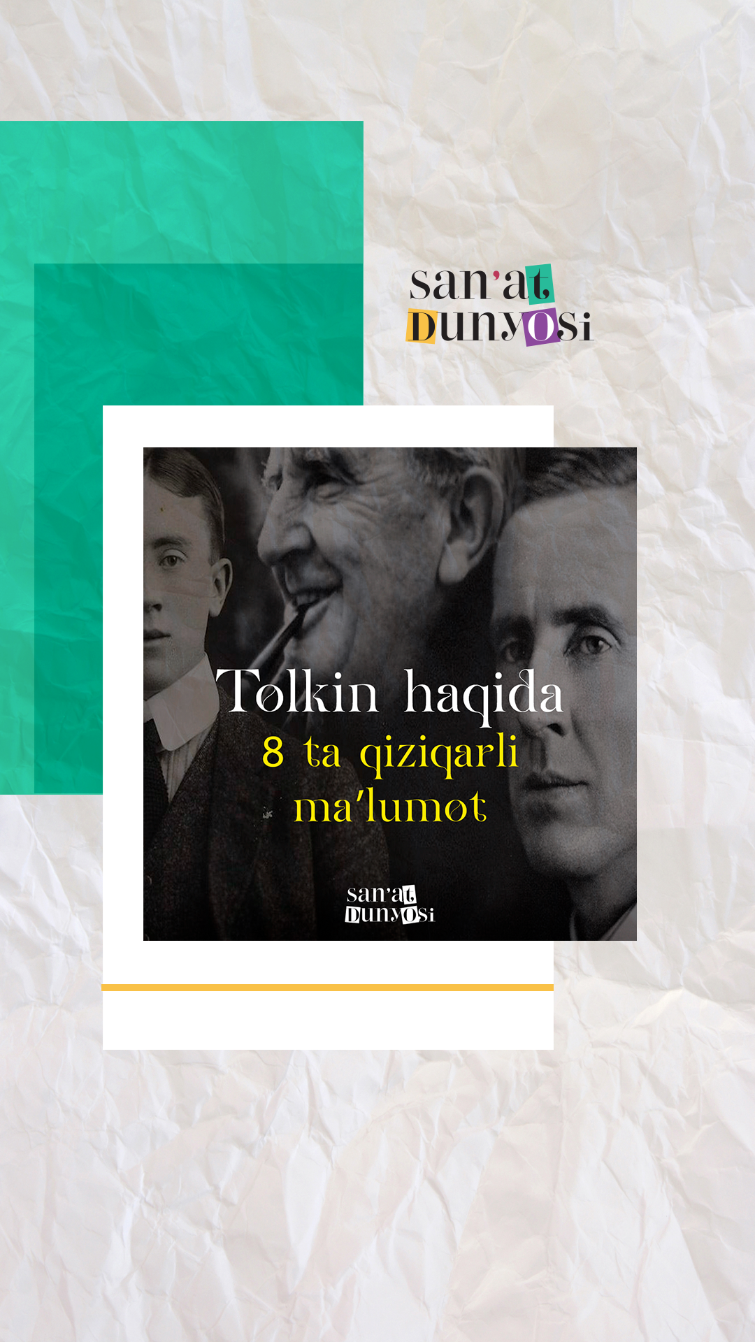 ✍️Tolkin haqida 8 ta qiziqarli ma’lumot