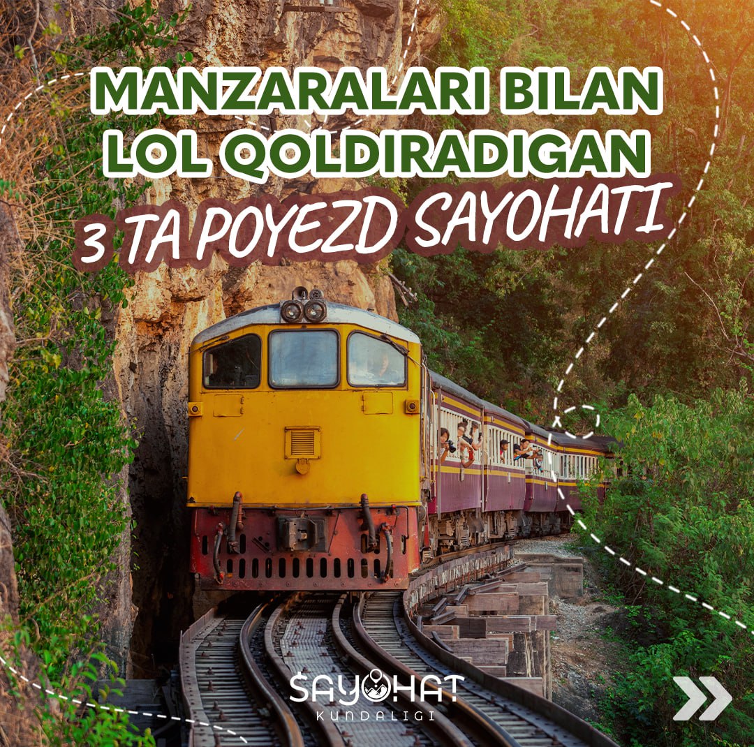 🚆Manzaralari bilan lol qoldiradigan 3 ta poyezd sayohati