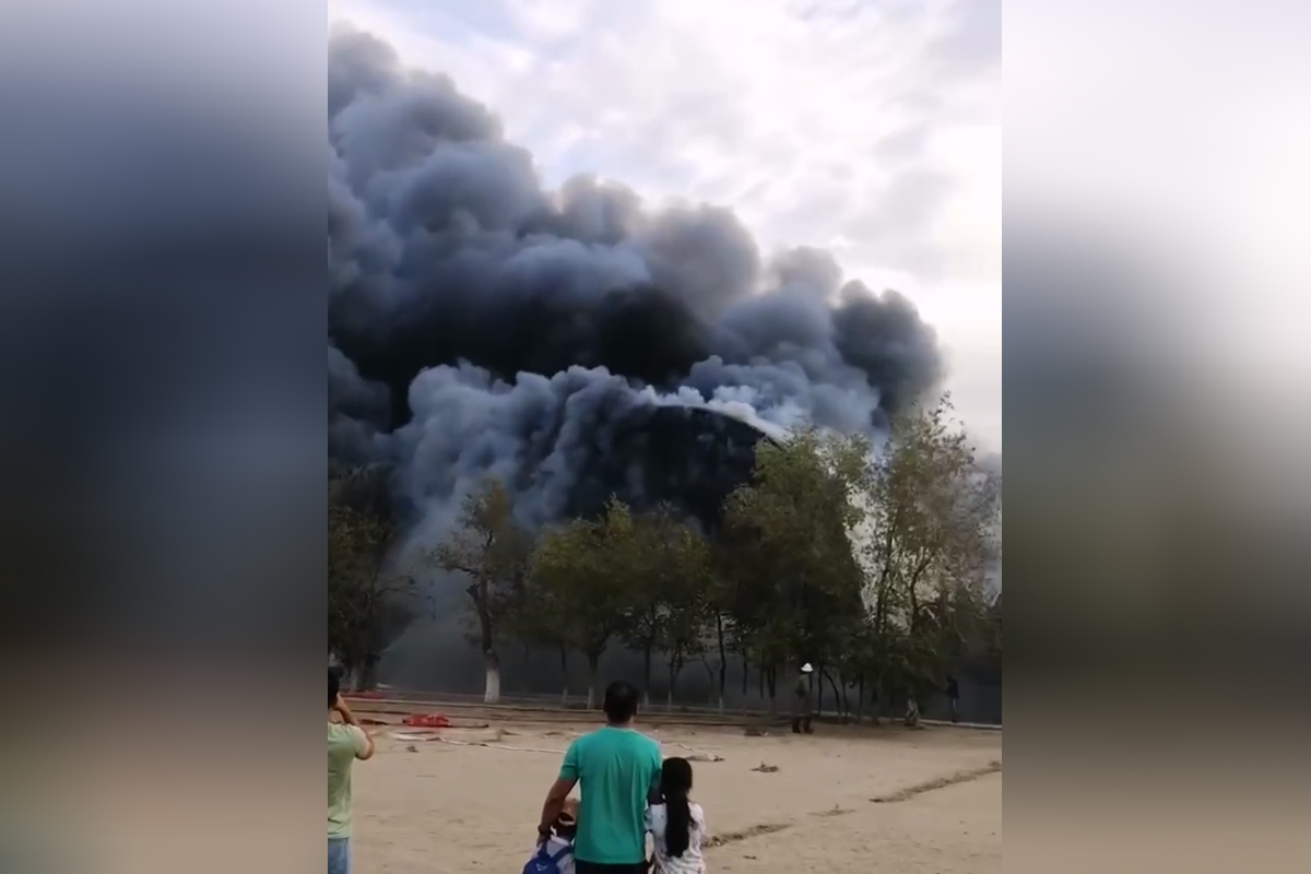 A major fire broke out in a sports complex in Navoi region