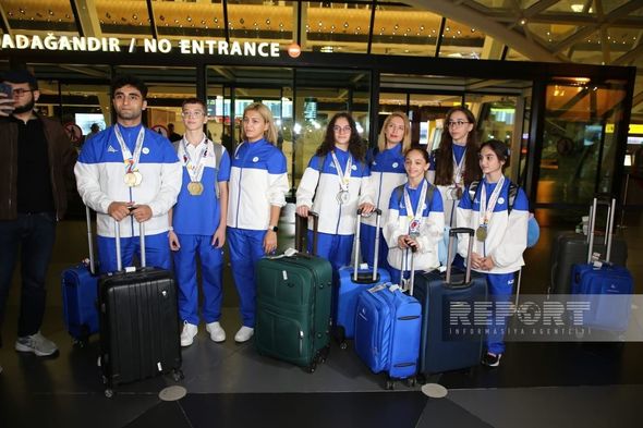 Azerbaijani gymnasts who successfully performed at the European Championships returned to their homeland