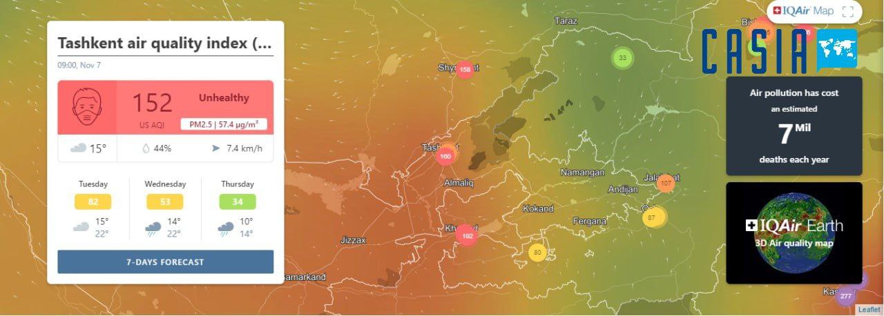 Tashkent has entered the top 5 most polluted cities in the world