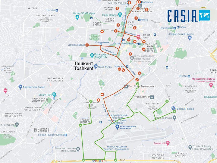 A number of Tashkent streets will be closed for two days