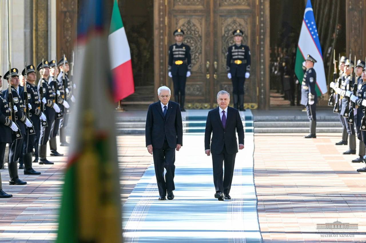 Italiya Prezidenti Ko‘ksaroyda tantanali kutib olindi