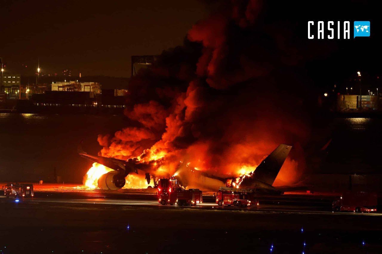 The plane with 367 passengers on board caught fire while landing