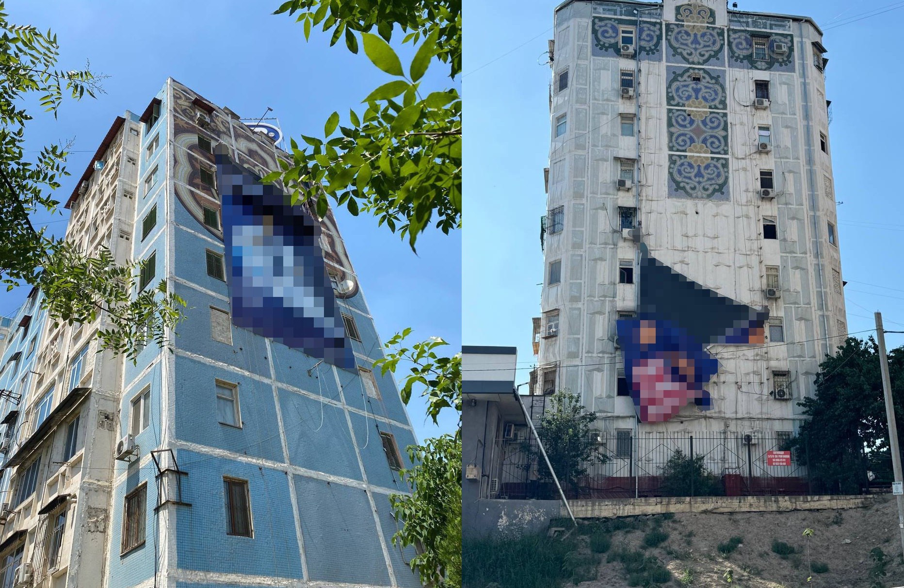 All mosaics depicted in residential buildings in Tashkent were removed from advertising banners