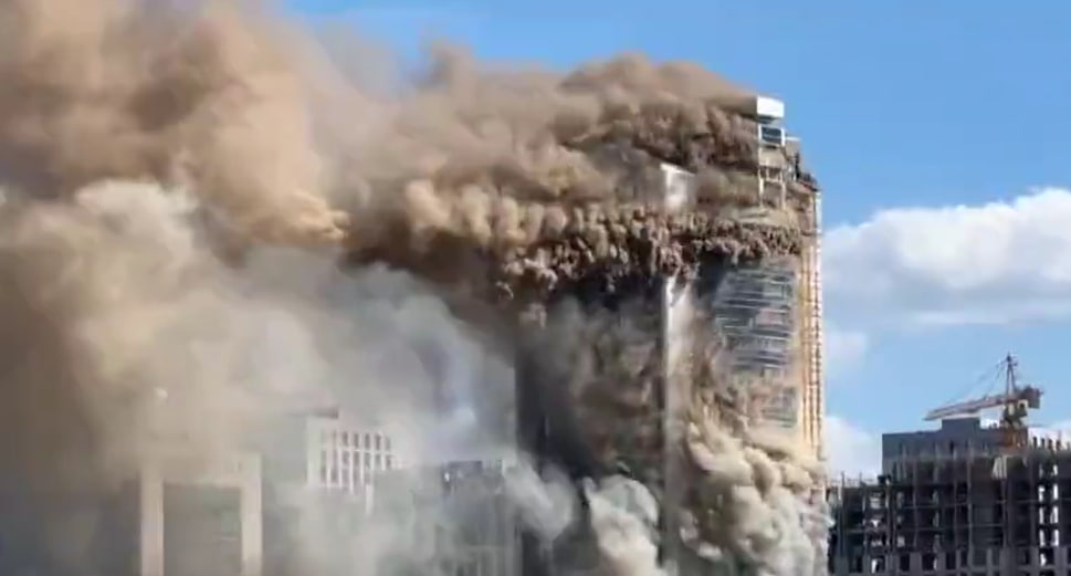 A multi-story building caught fire on Astana's doorstep
