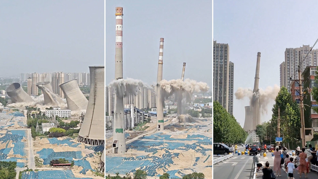 A thermal power plant was demolished in China