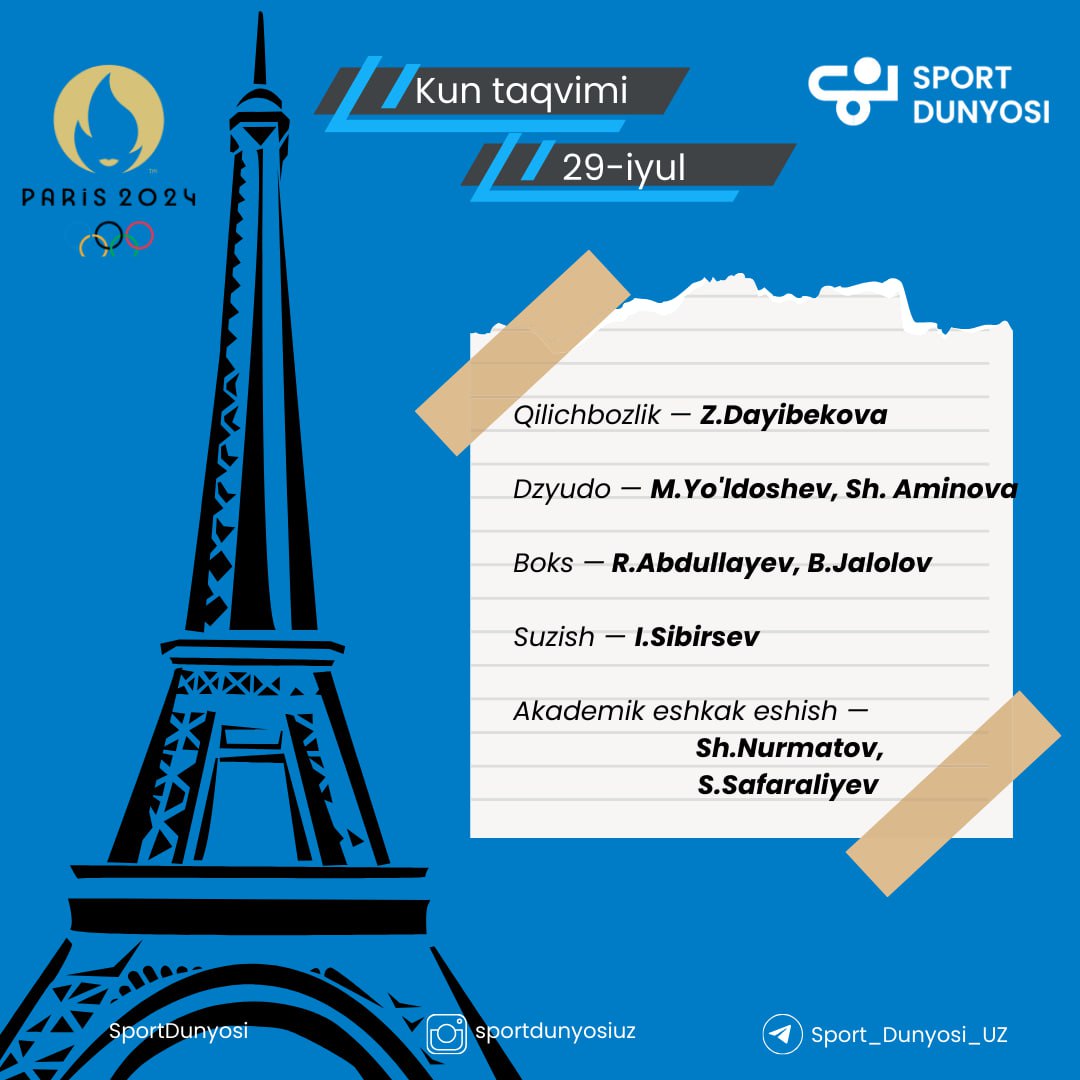List of matches of Uzbek athletes at the Olympics today