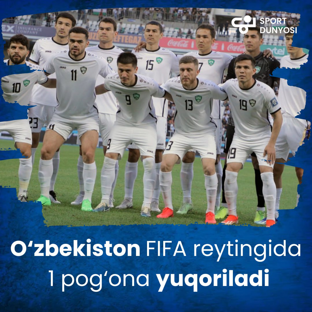 O‘zbekiston FIFA reytingida yana 1 pog‘ona yuqoriladi