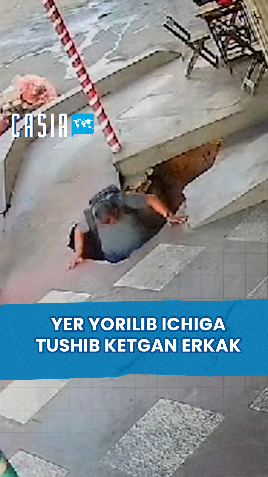 Man falls into a crevice