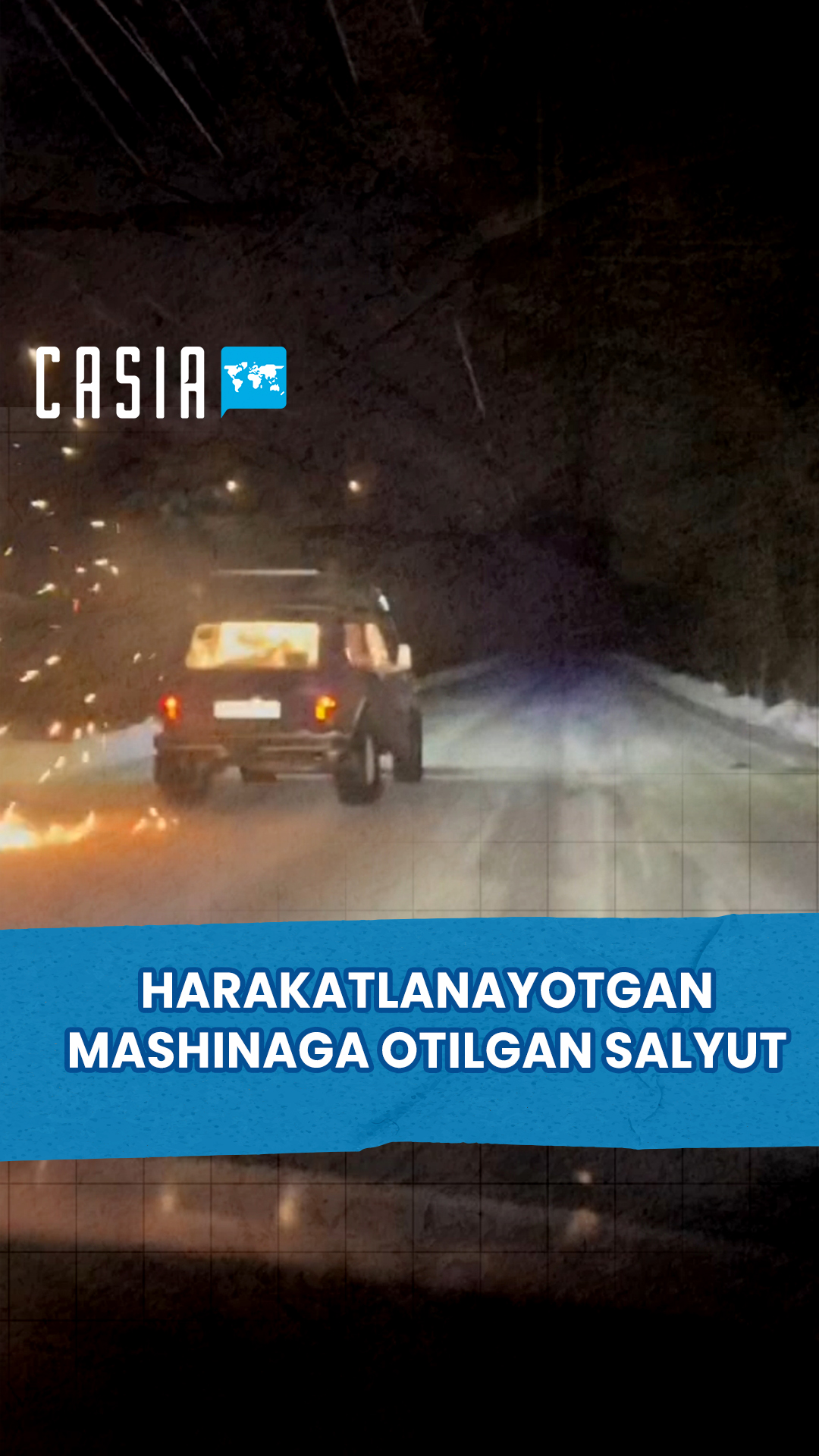Fireworks fired at moving car