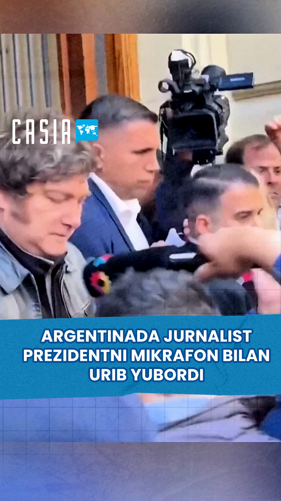 In Argentina, a journalist hit President Miley in the face with a microphone