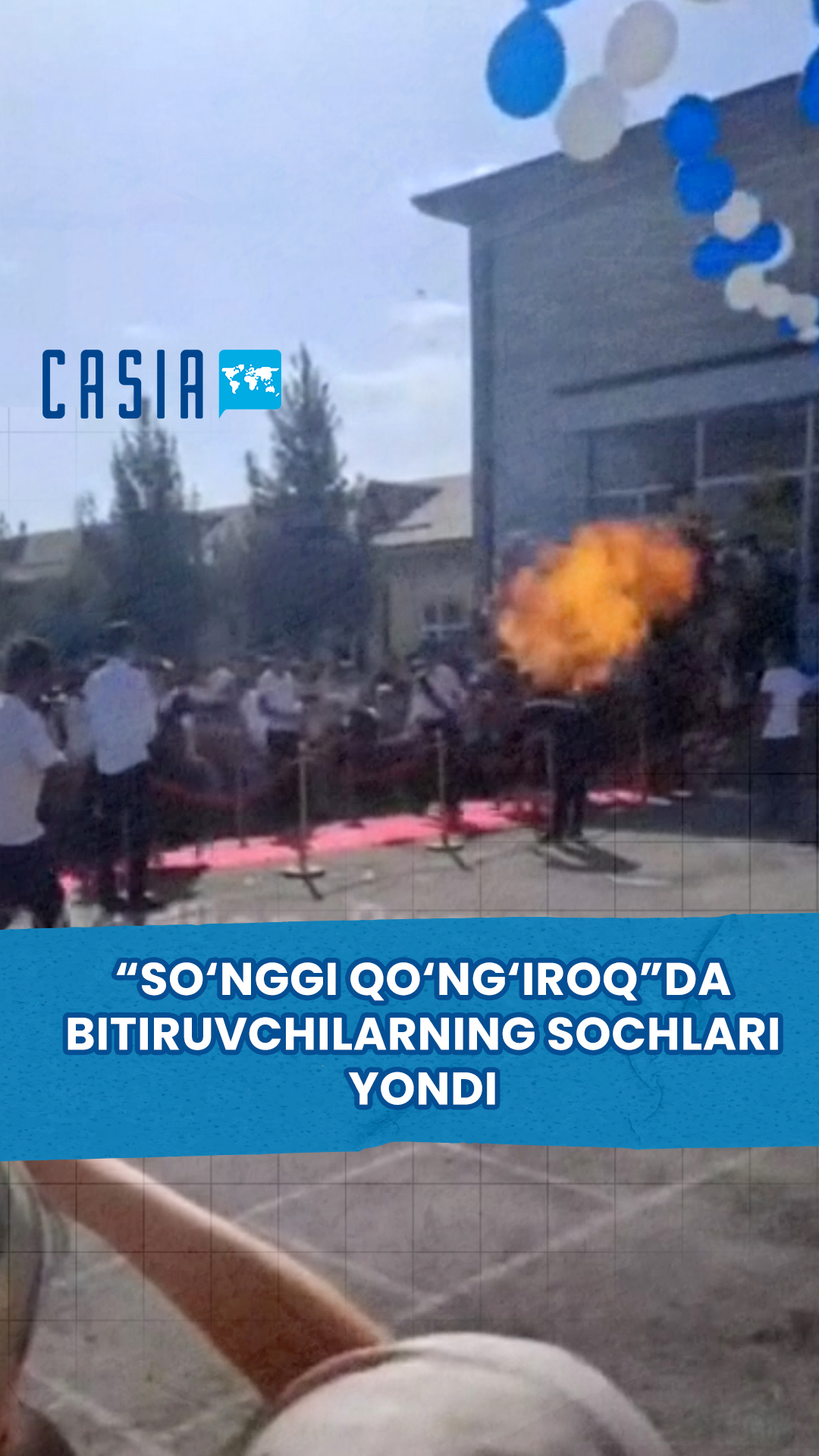 Graduates' hair caught fire during the "Last Bell" event