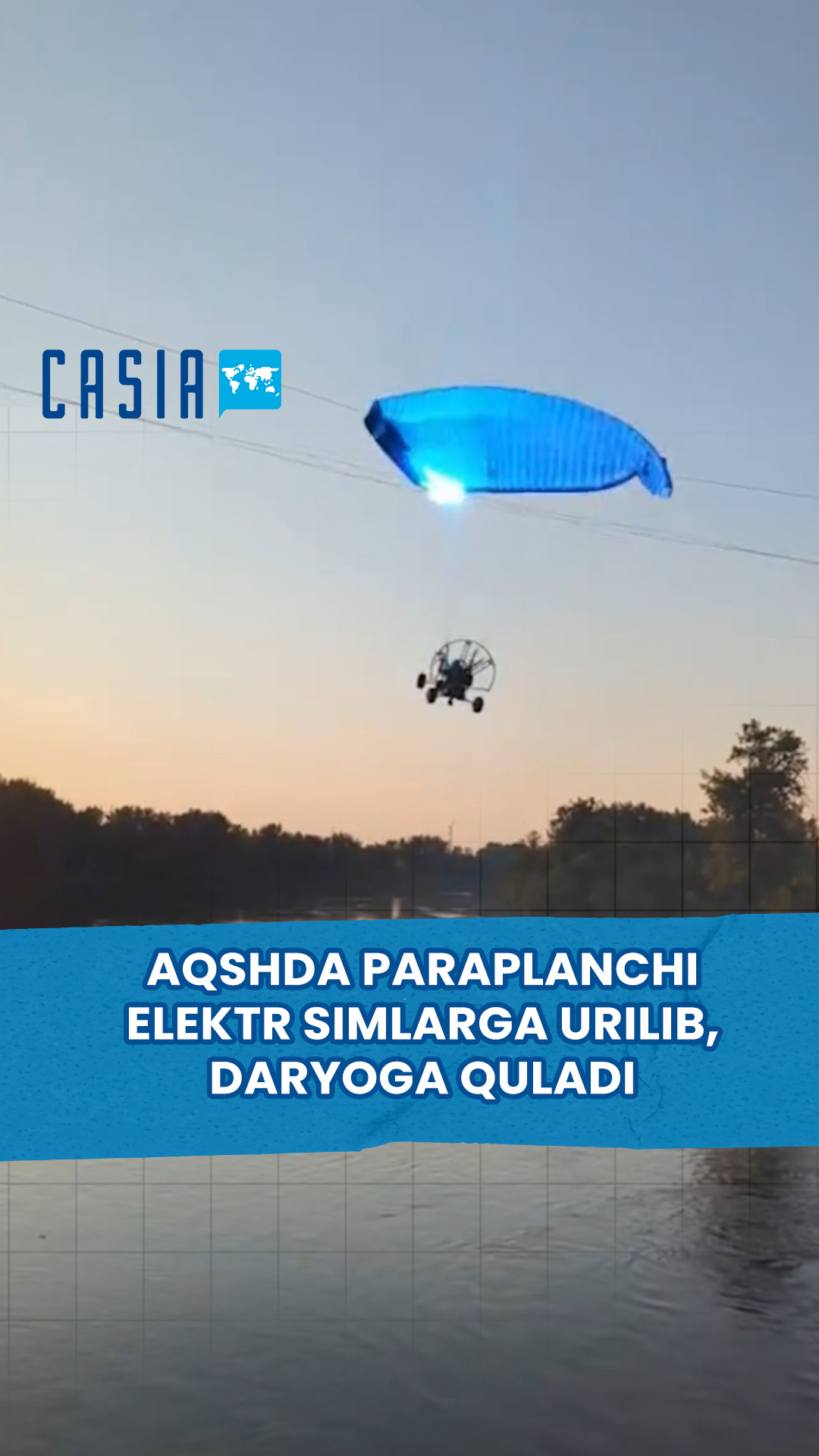 Paraglider crashes into river after hitting power lines in US