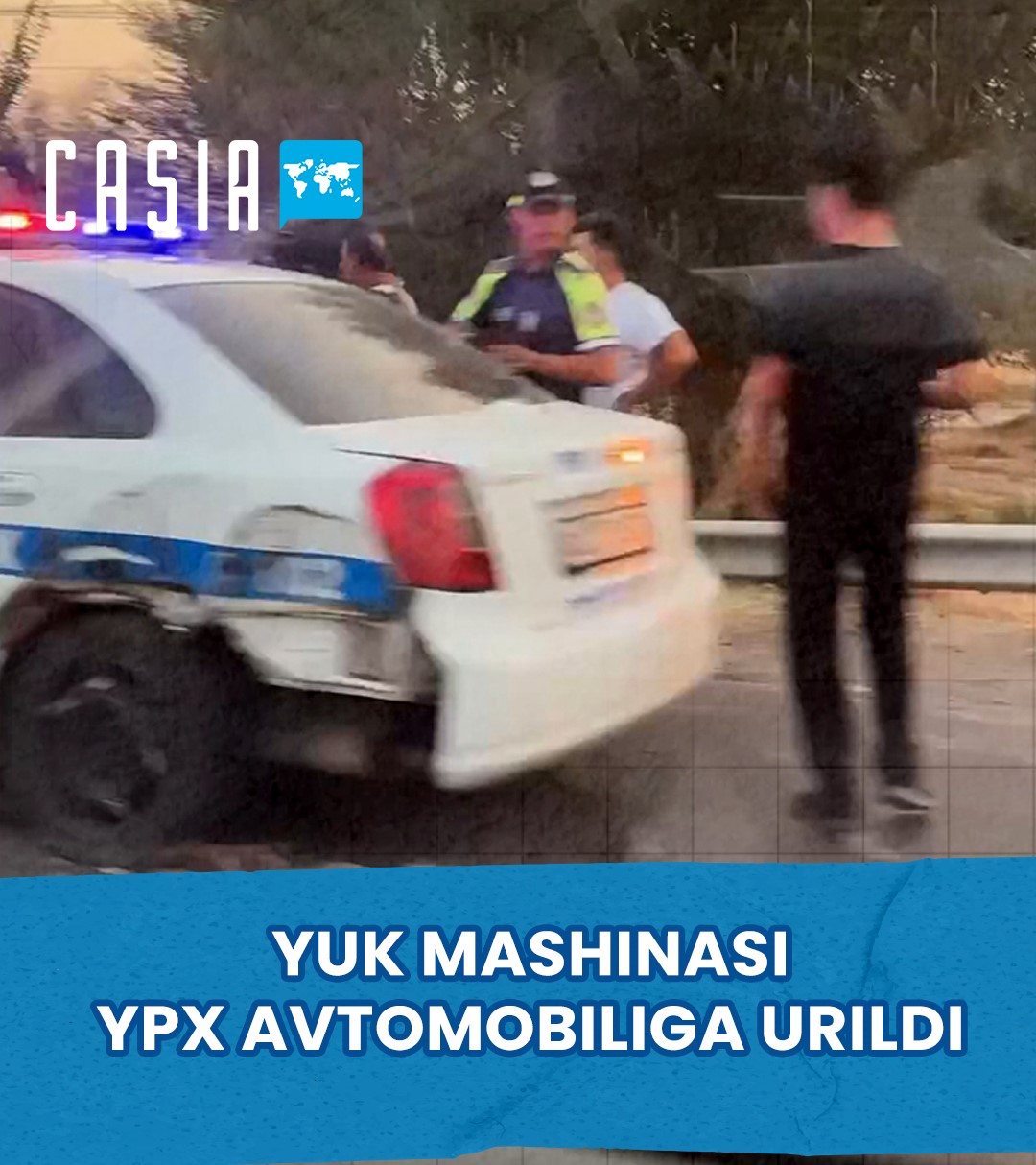 Truck hits with road patrol's car
