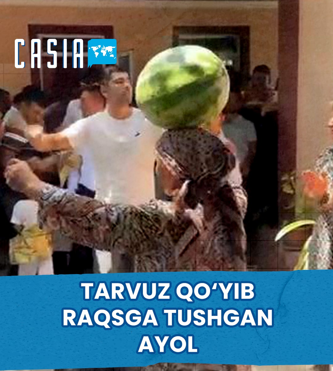 An elderly woman became an internet star after dancing with a large watermelon on her head.