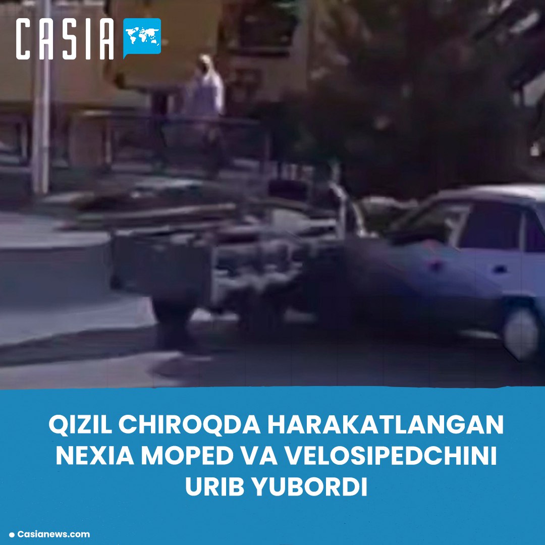 In Andijan, a Nexia driver crashes a moped and a cyclist