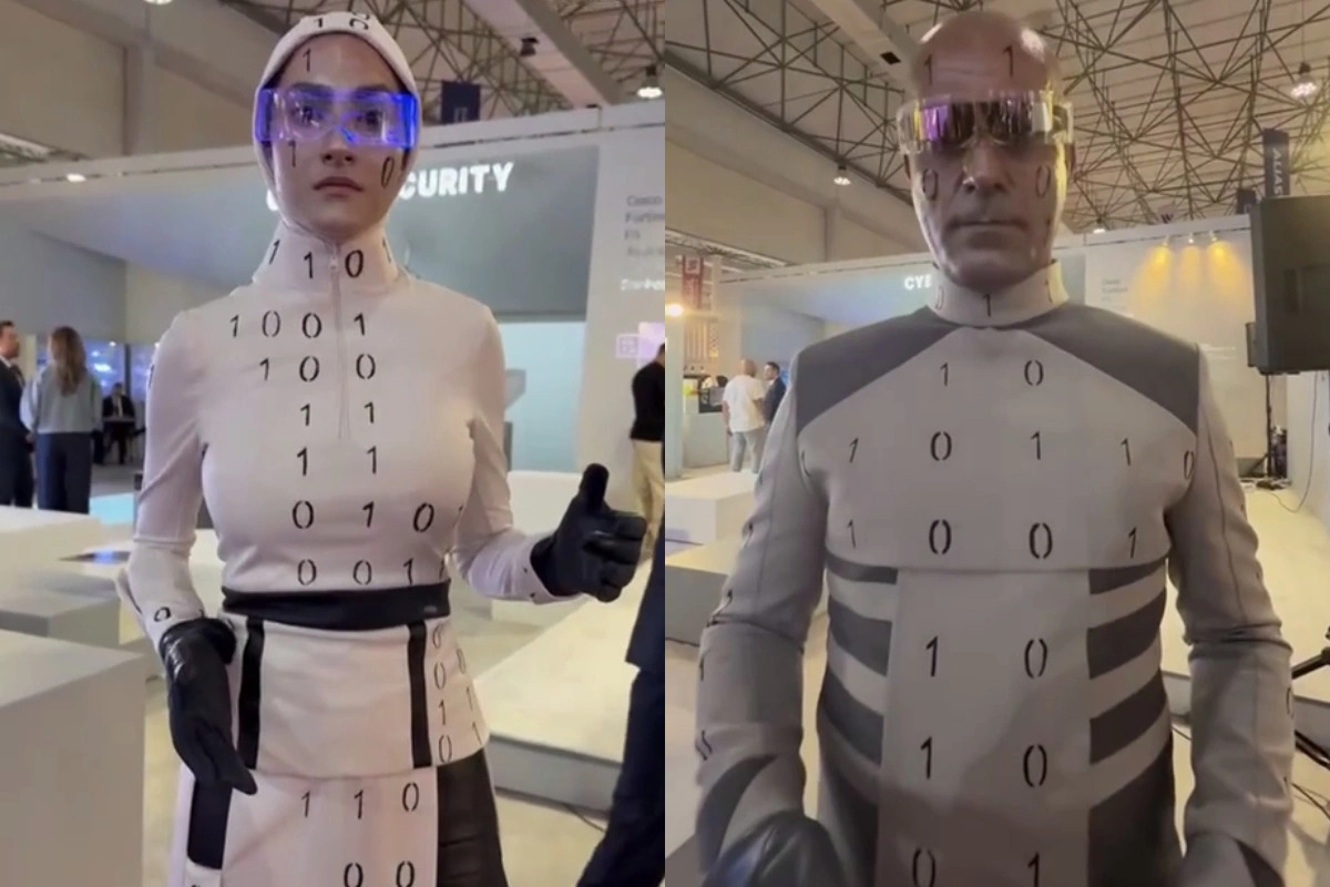 Are the humanoid robots at the Iran exhibition actually real humans?