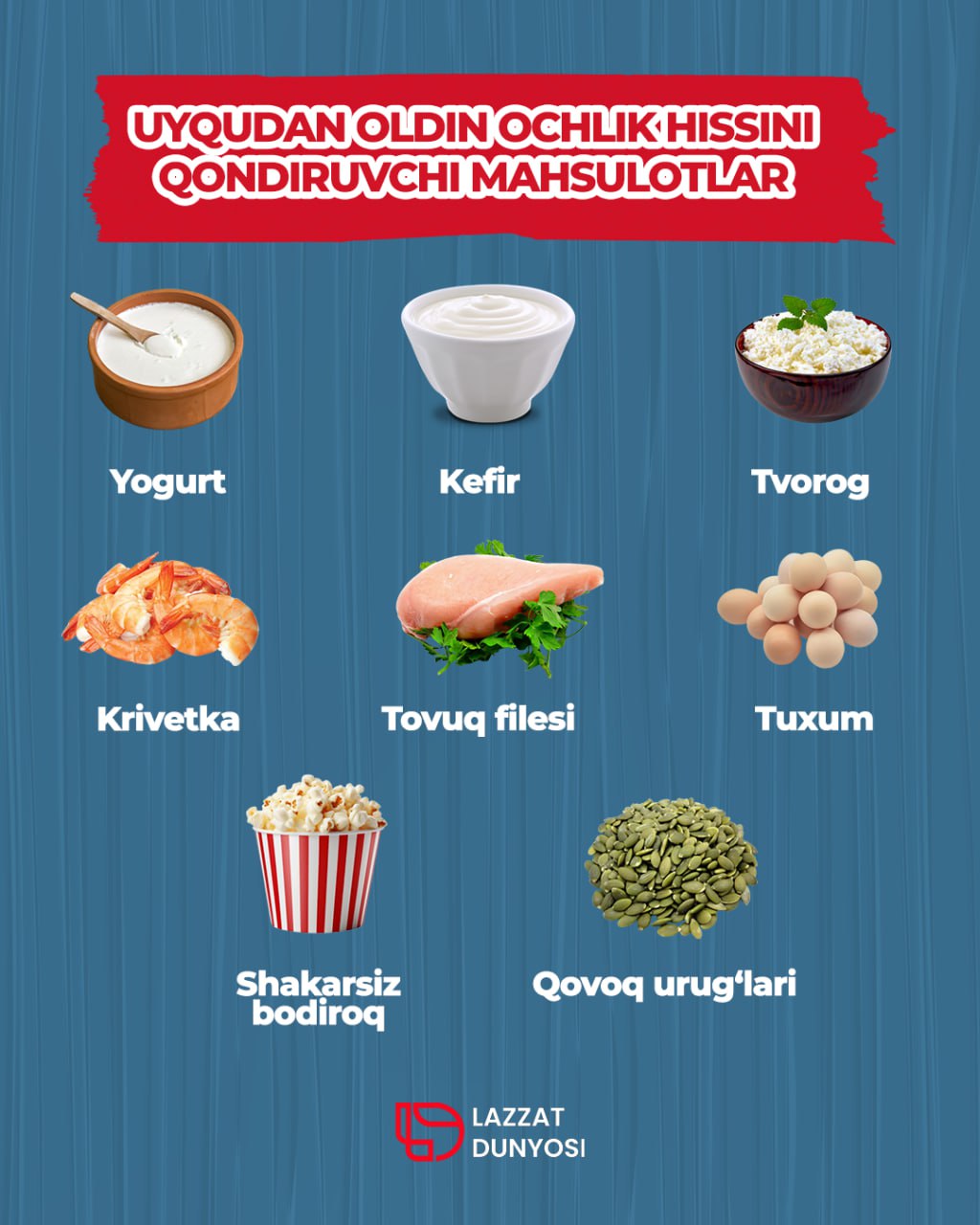Foods that satisfy hunger before sleep