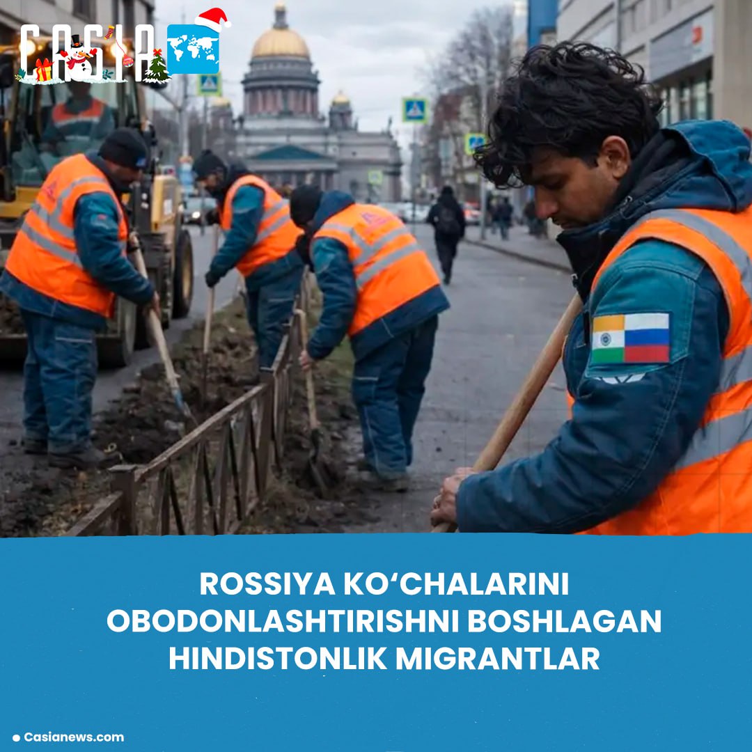 Indian migrants start working on the streets of St. Petersburg