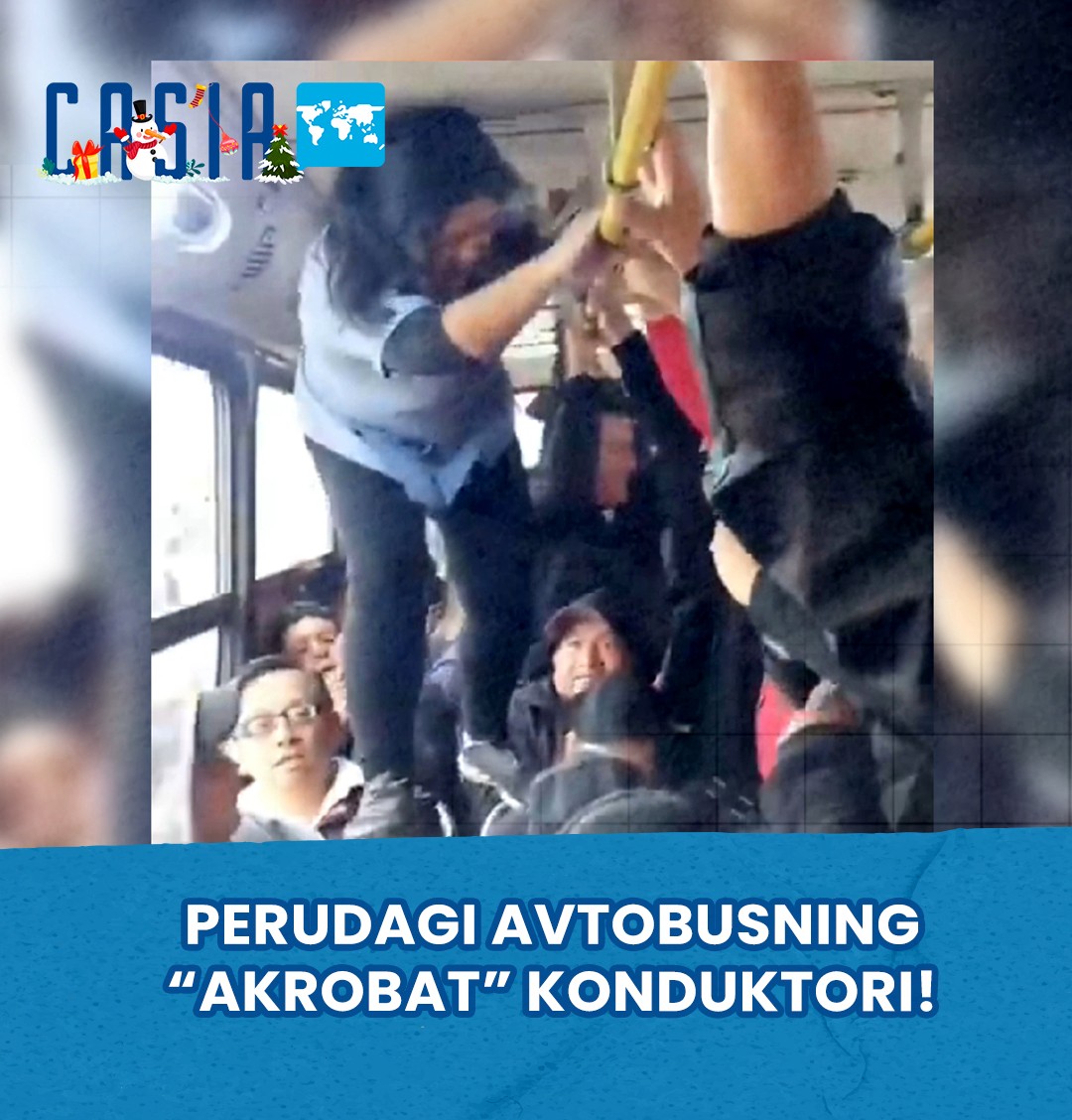 Acrobatic” bus conductor in Peru