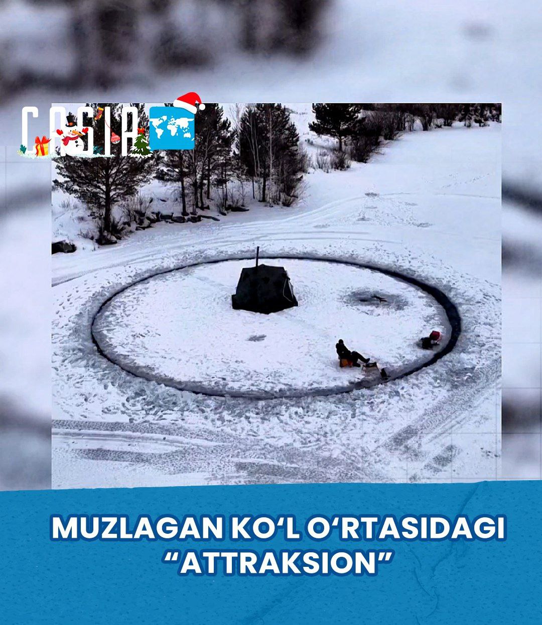 “Attraction” in the middle of a frozen lake 