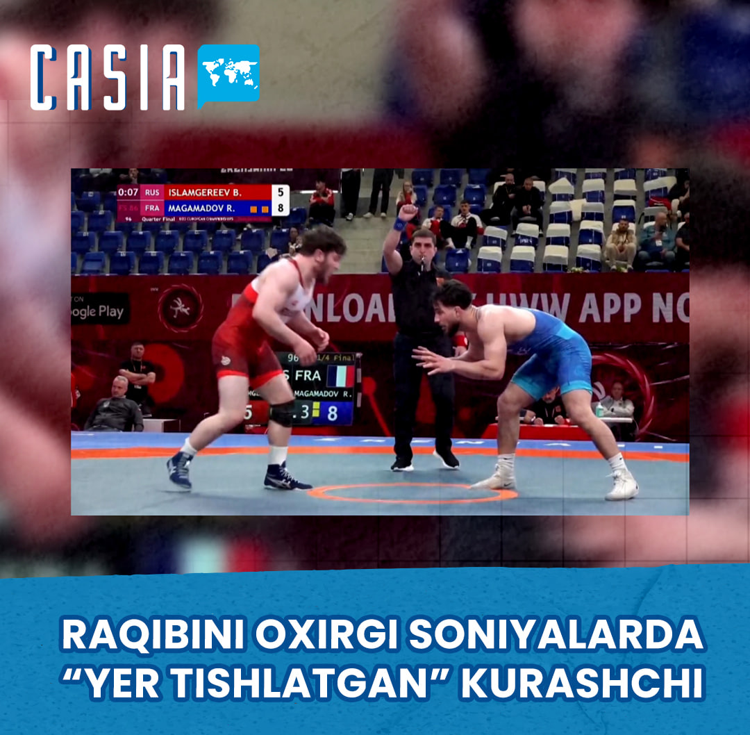 Russian wrestler defeats opponent with a “flying apple” move in the last seconds