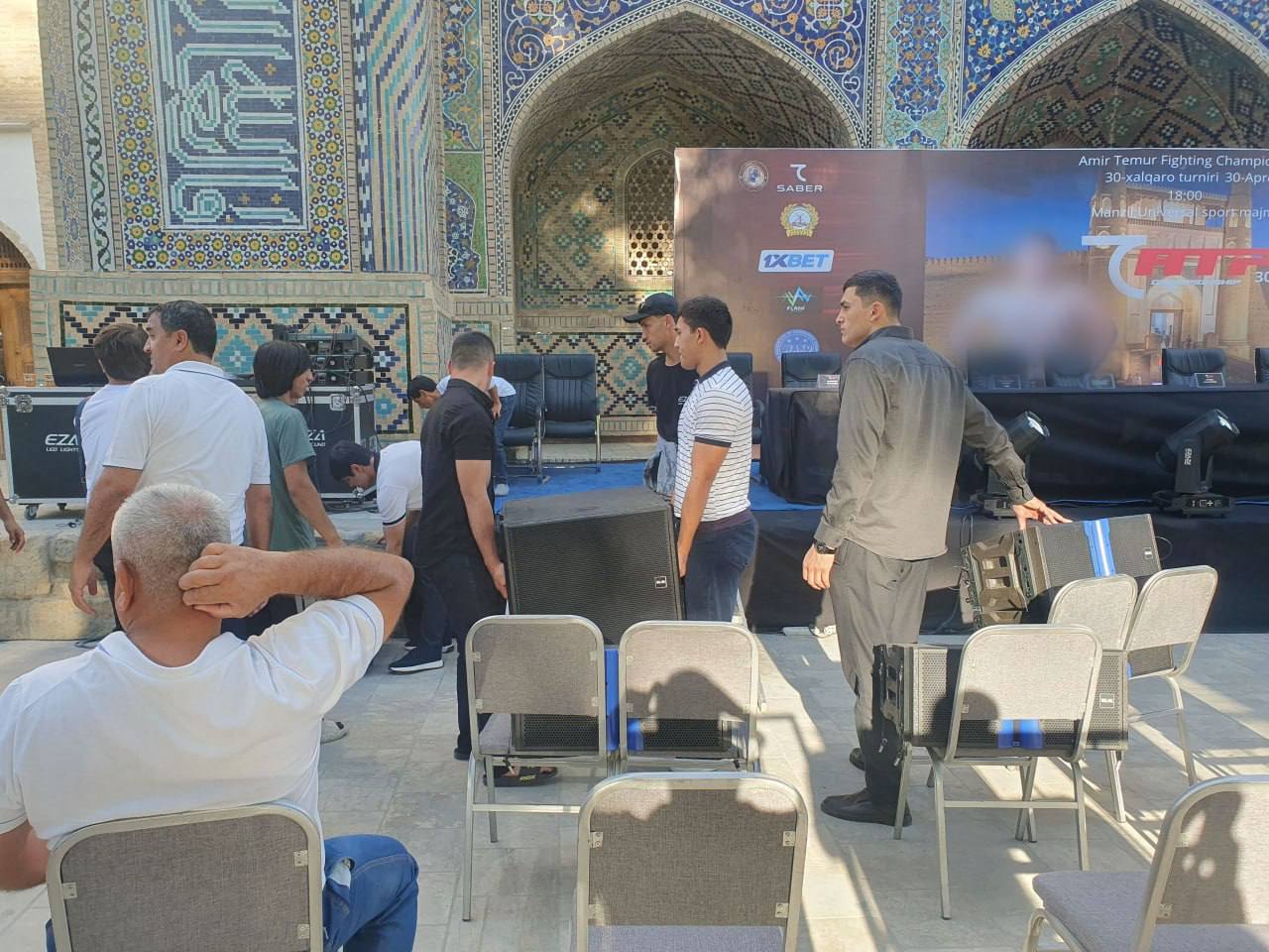Gambling advertisement placed in front of Bukhara madrasa not approved